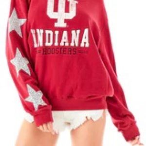 LF STORES INDIANA UNIVERSITY Vintage Silver Star Patch Sweatshirt - RARE